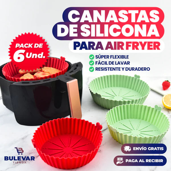 pack de 6 canastas de silicona para air fryer