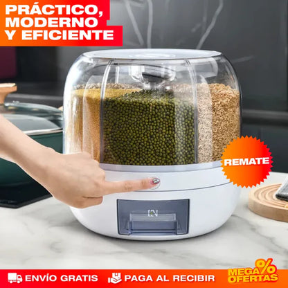 DISPENSADOR ORGANIZADOR GIRATORIO DE GRANOS Y ARROZ