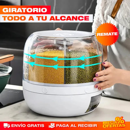 DISPENSADOR ORGANIZADOR GIRATORIO DE GRANOS Y ARROZ