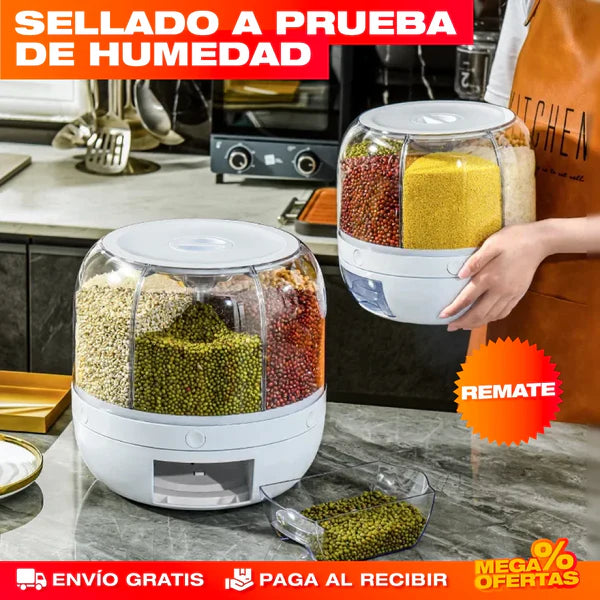 DISPENSADOR ORGANIZADOR GIRATORIO DE GRANOS Y ARROZ